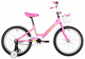 20"Велосипед NOVATRACK TWIST розовый, тормоз нож, крылья корот, корзина, защита А-тип