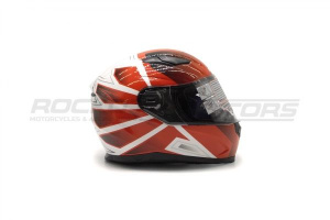 Шлем интеграл с очками ROCKOT RM-133 Warcry (S) (красный/белый глянцевый)